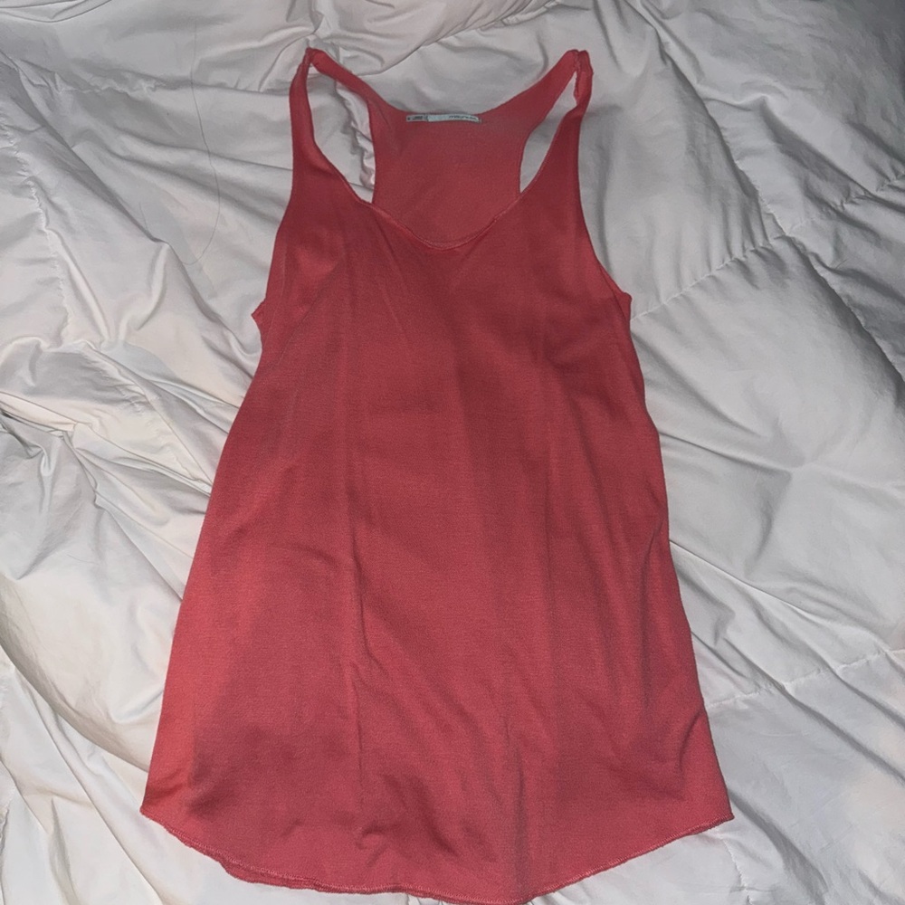 Coral Sleeveless Tank Top with Scoop Neckline